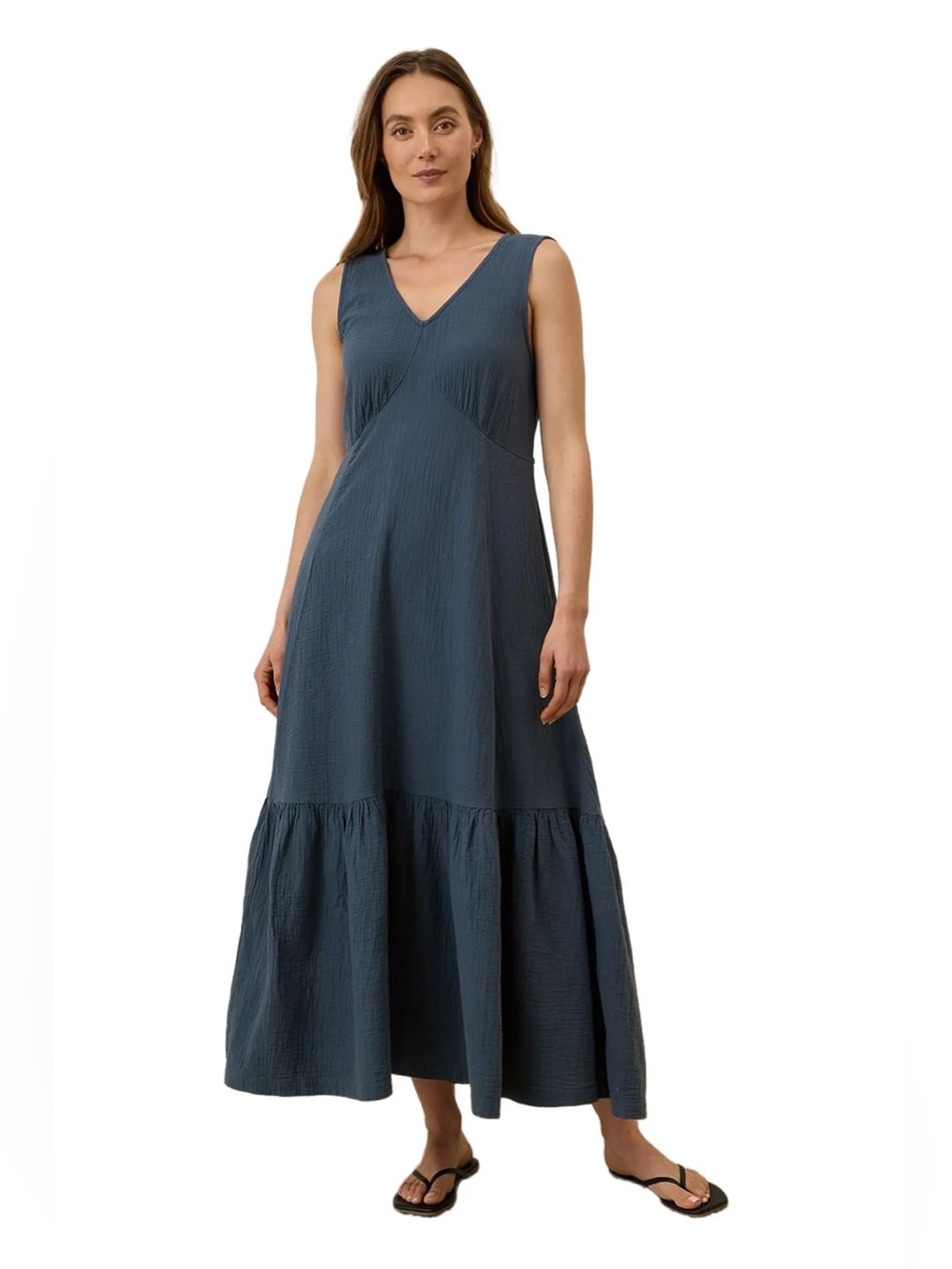 Pact Organic Cotton Coastal Gauze Beach to Brunch Dress - Size Small - Navy